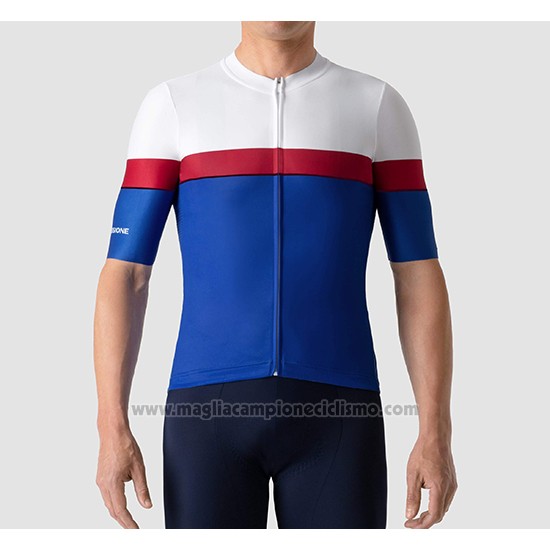 2019 Abbigliamento Ciclismo La Passione Bianco Rosso Blu Manica Corta e Salopette